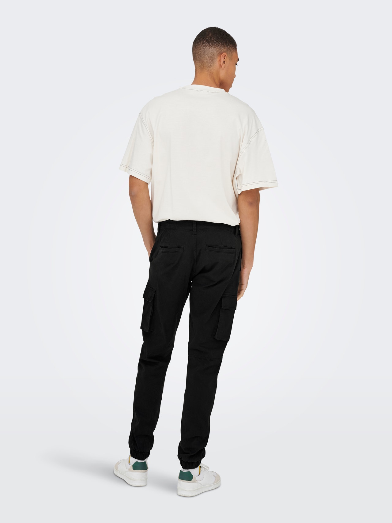 ONLY & SONS Alt kitsenev lõige Venivad äärised Püksid -Black - 22016687