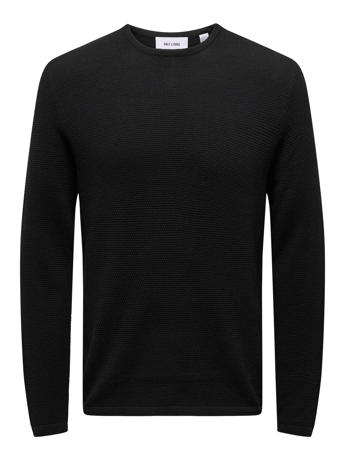ONLY & SONS O-neck knit sweat -Black - 22016980