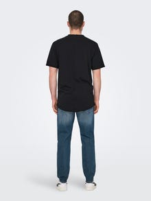 ONLY & SONS T-shirts Long Line Fit Col rond -Black - 22017822
