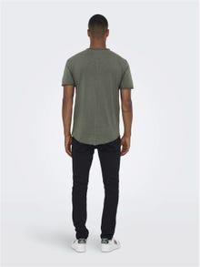 ONLY & SONS Long Line Fit Round Neck T-Shirt -Castor Gray - 22017822