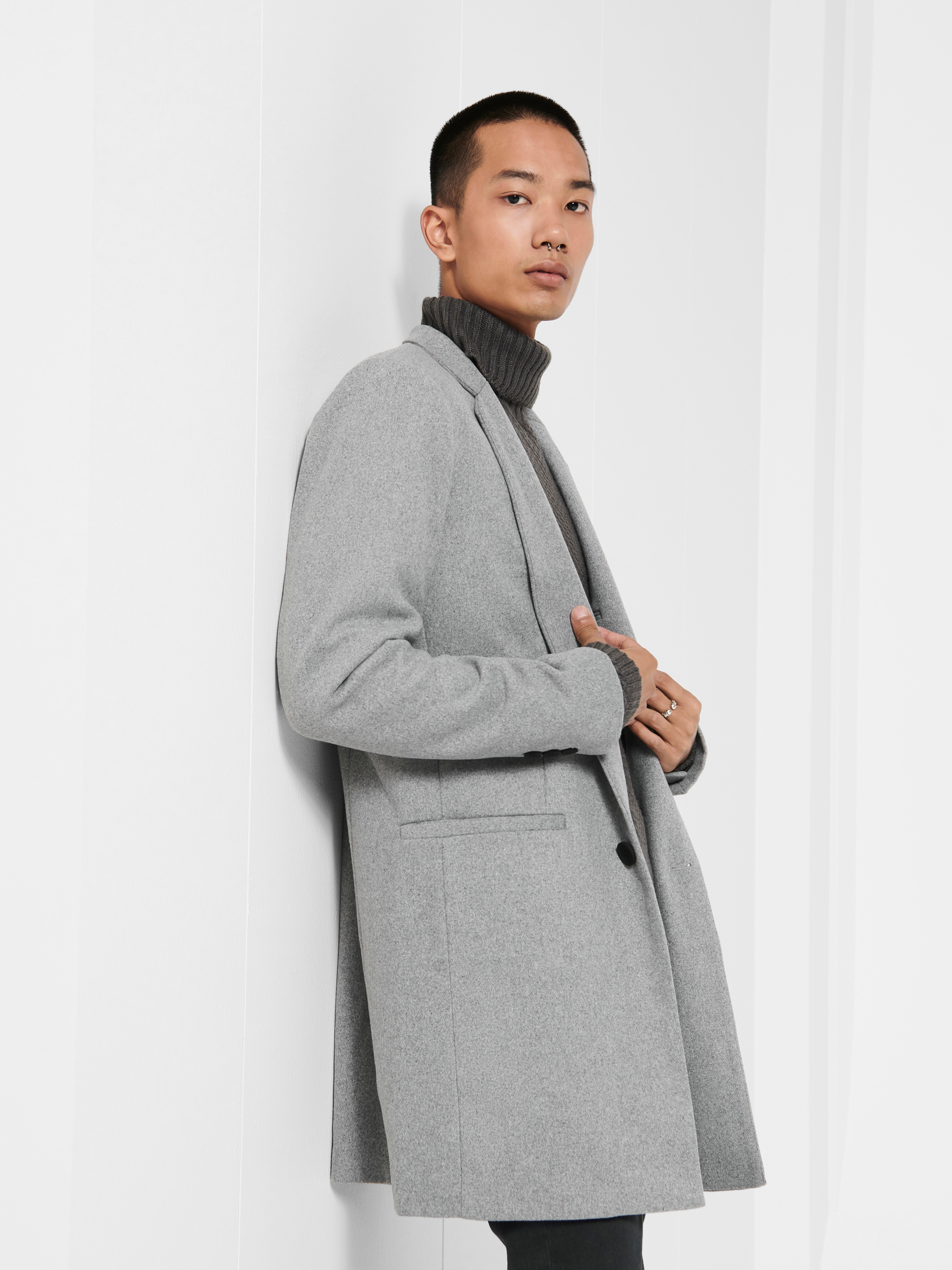 High neck Coat | Light Grey | ONLY & SONS®