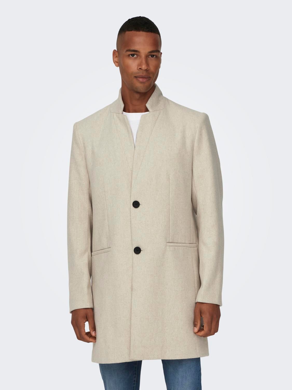 Mens light shop grey wool overcoat