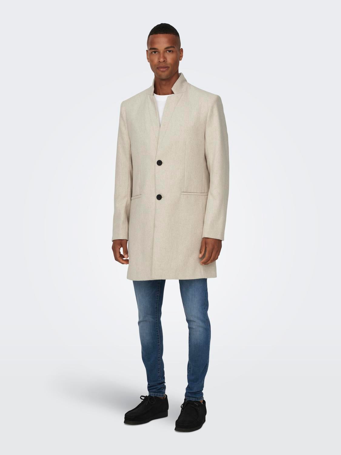 Mens tan wool top overcoat