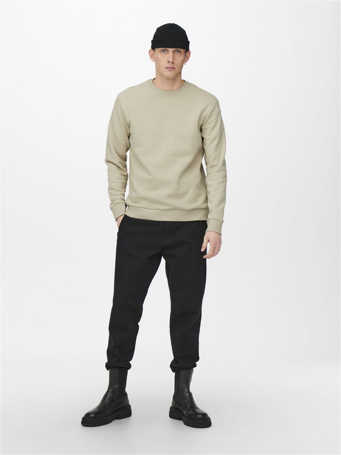 ONLY & SONS Sweat-shirt Regular Fit Col rond -Pelican - 22018683