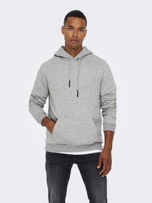 ONLY & SONS Regular fit Hoodie Sweatshirt -Light Grey Melange - 22018685