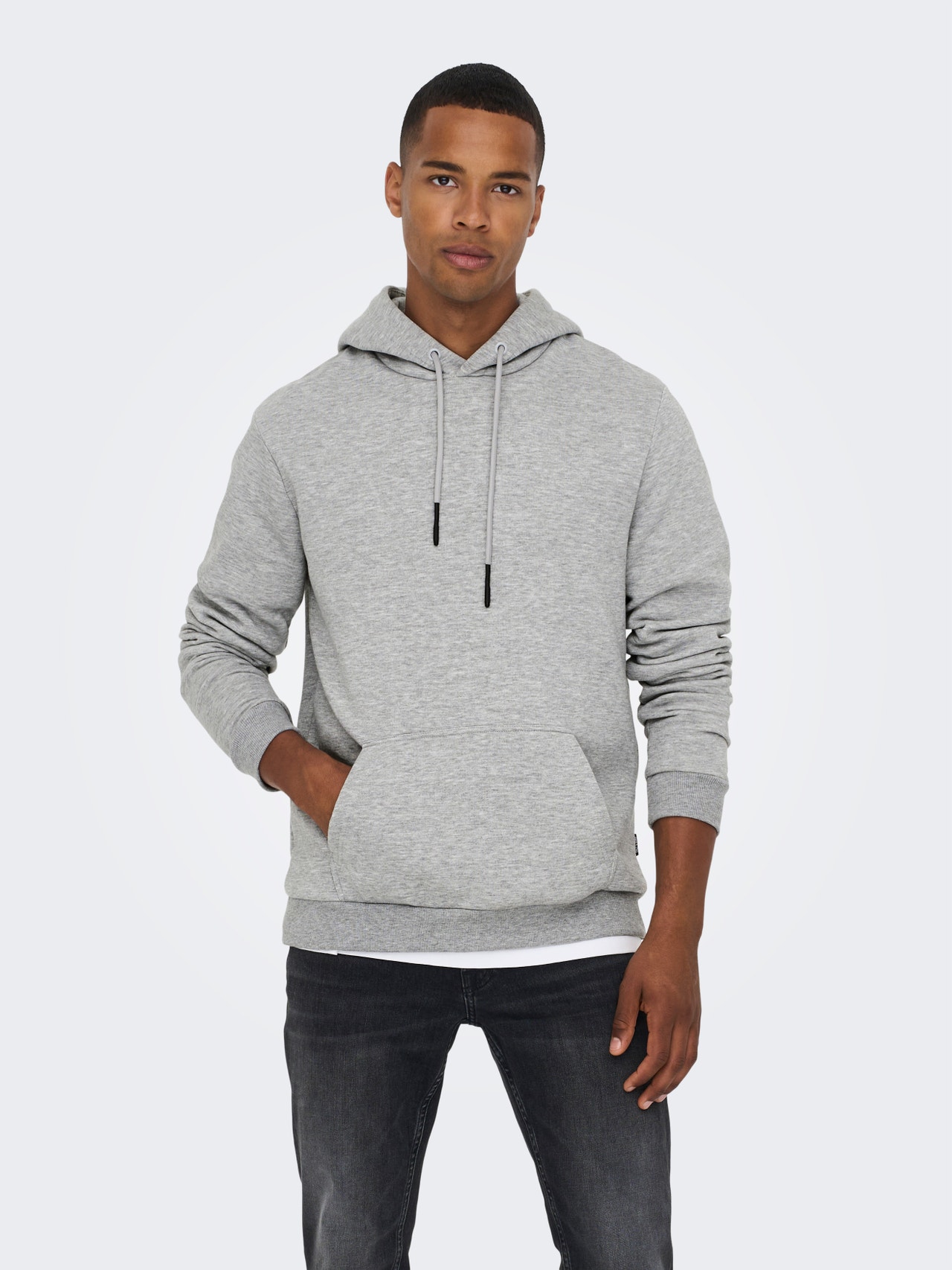 ONLY & SONS Sweat-shirt Regular Fit Sweat à capuche -Light Grey Melange - 22018685