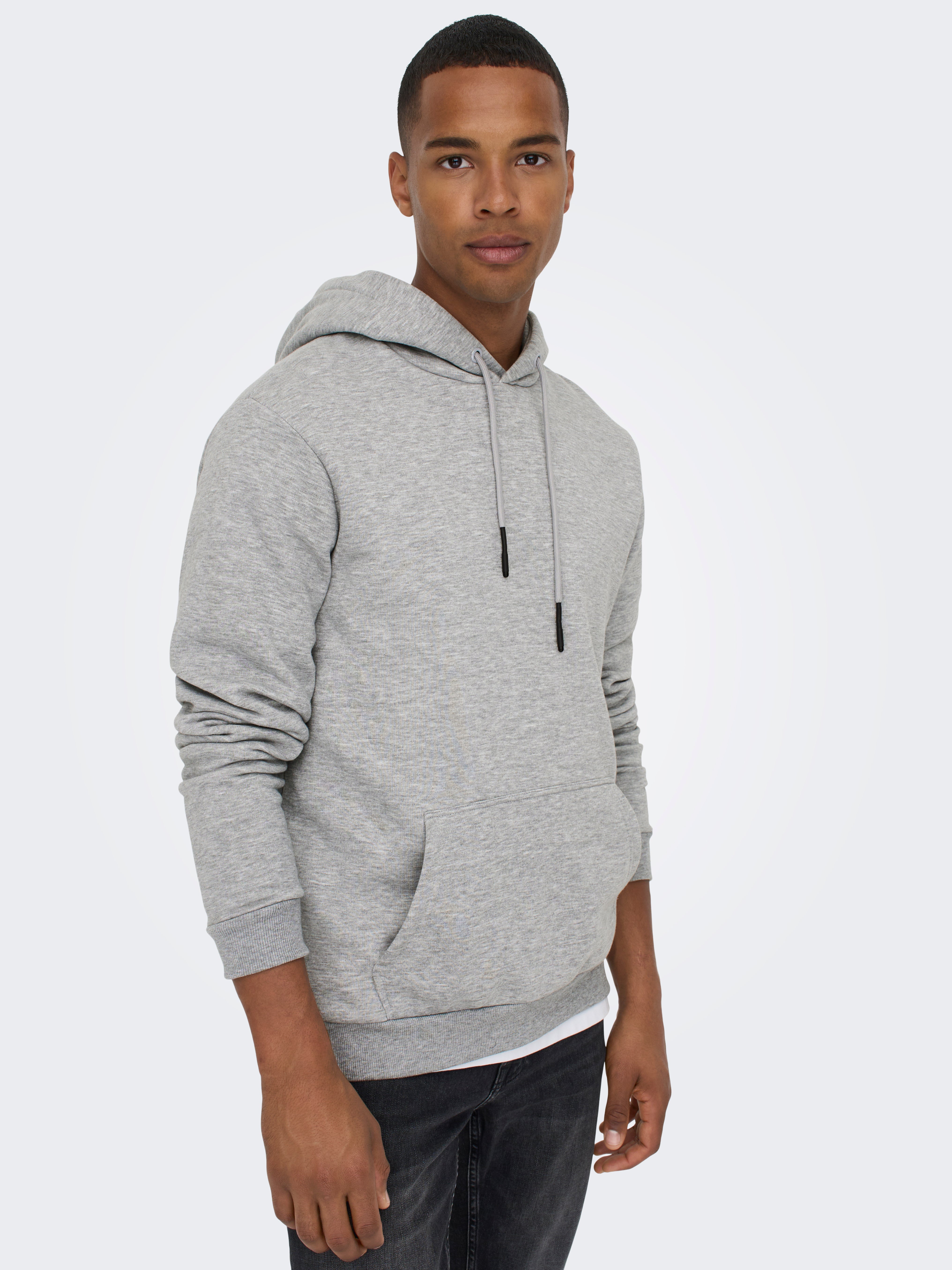 Regular Fit Hoodie Sweatshirts Light Grey ONLY SONS