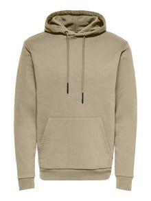 ONLY & SONS Ensfarvet hoodie -Chinchilla - 22018685