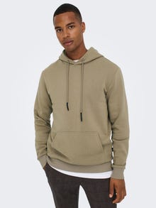 ONLY & SONS Ensfarvet hoodie -Chinchilla - 22018685