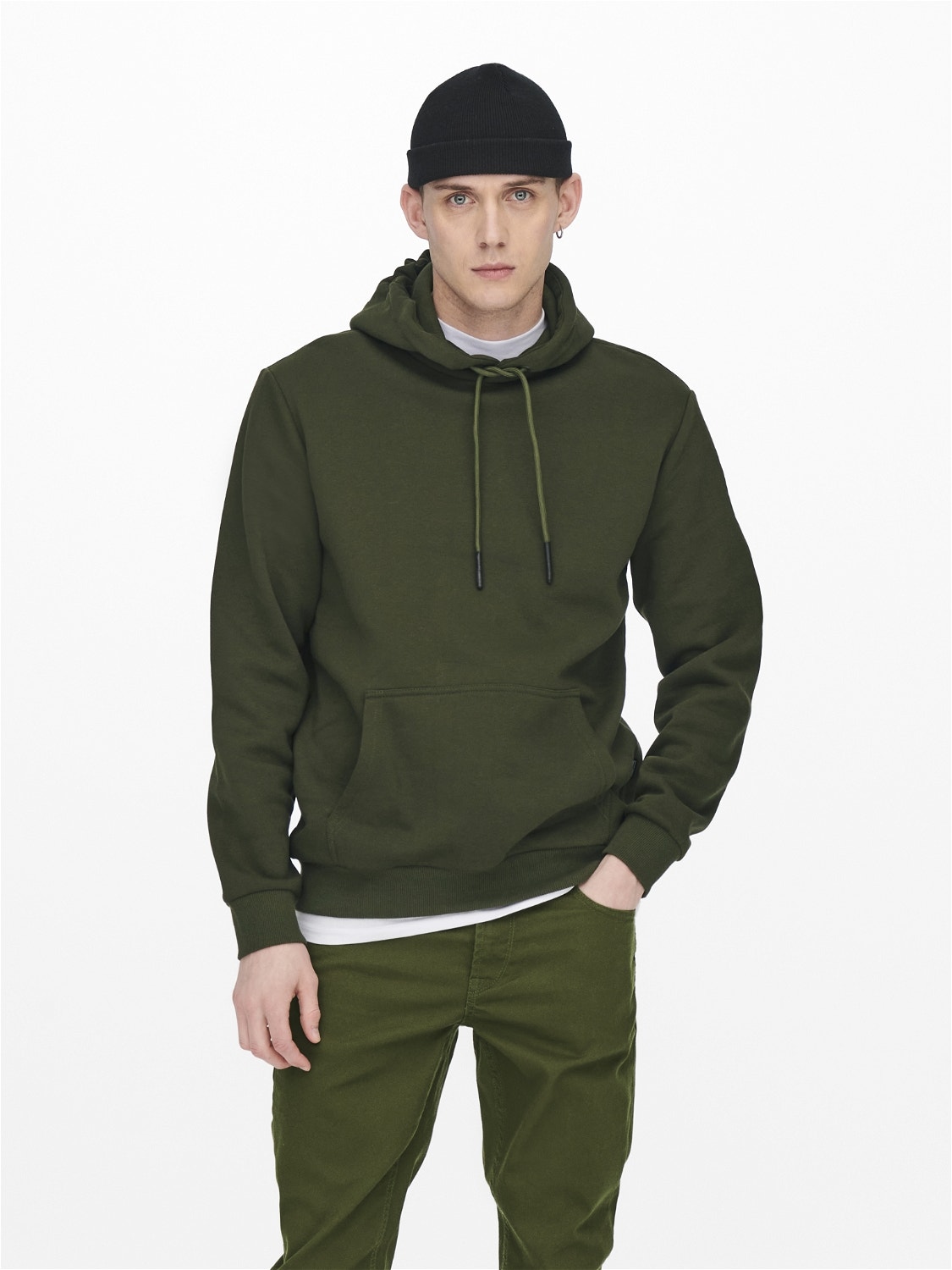 ONLY & SONS Solid colored hoodie -Forest Night - 22018685