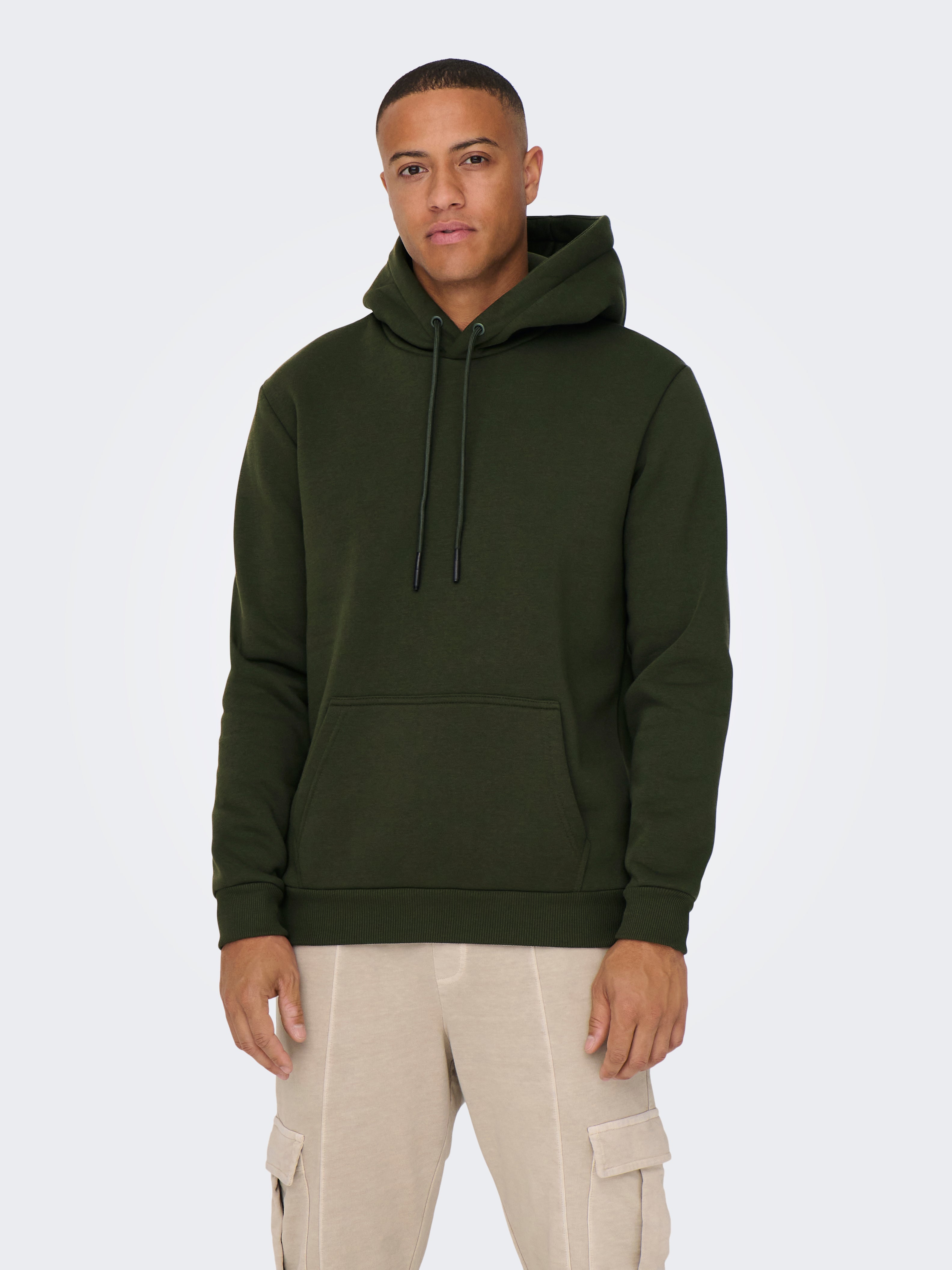 Regular Fit Hoodie Sweatshirt | Dark Green | ONLY u0026 SONS®