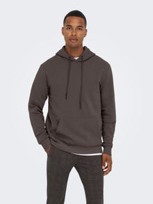 ONLY & SONS Solid colored hoodie -Seal Brown - 22018685