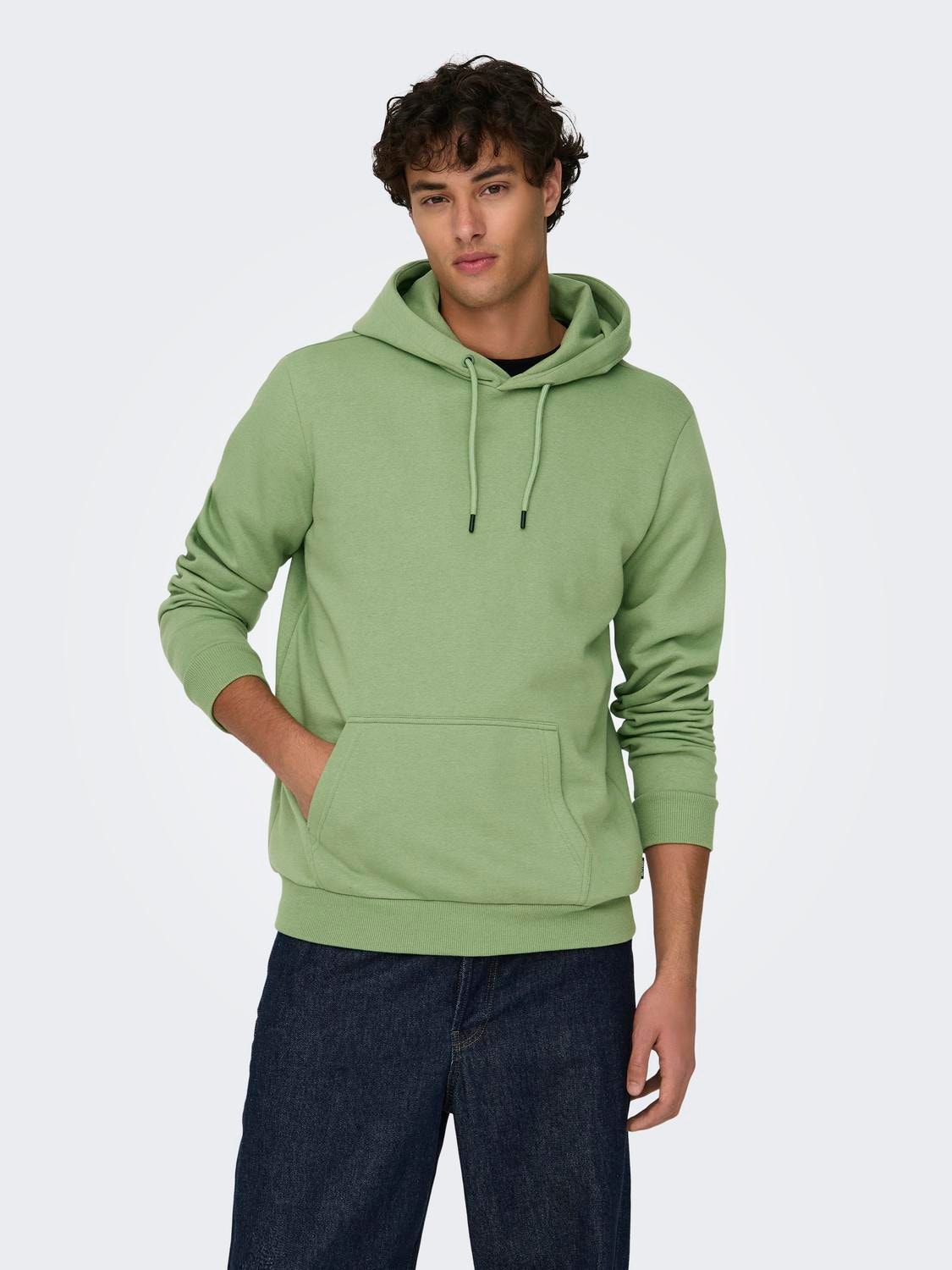 ONLY & SONS Sweat-shirt Regular Fit Sweat à capuche -Hedge Green - 22018685