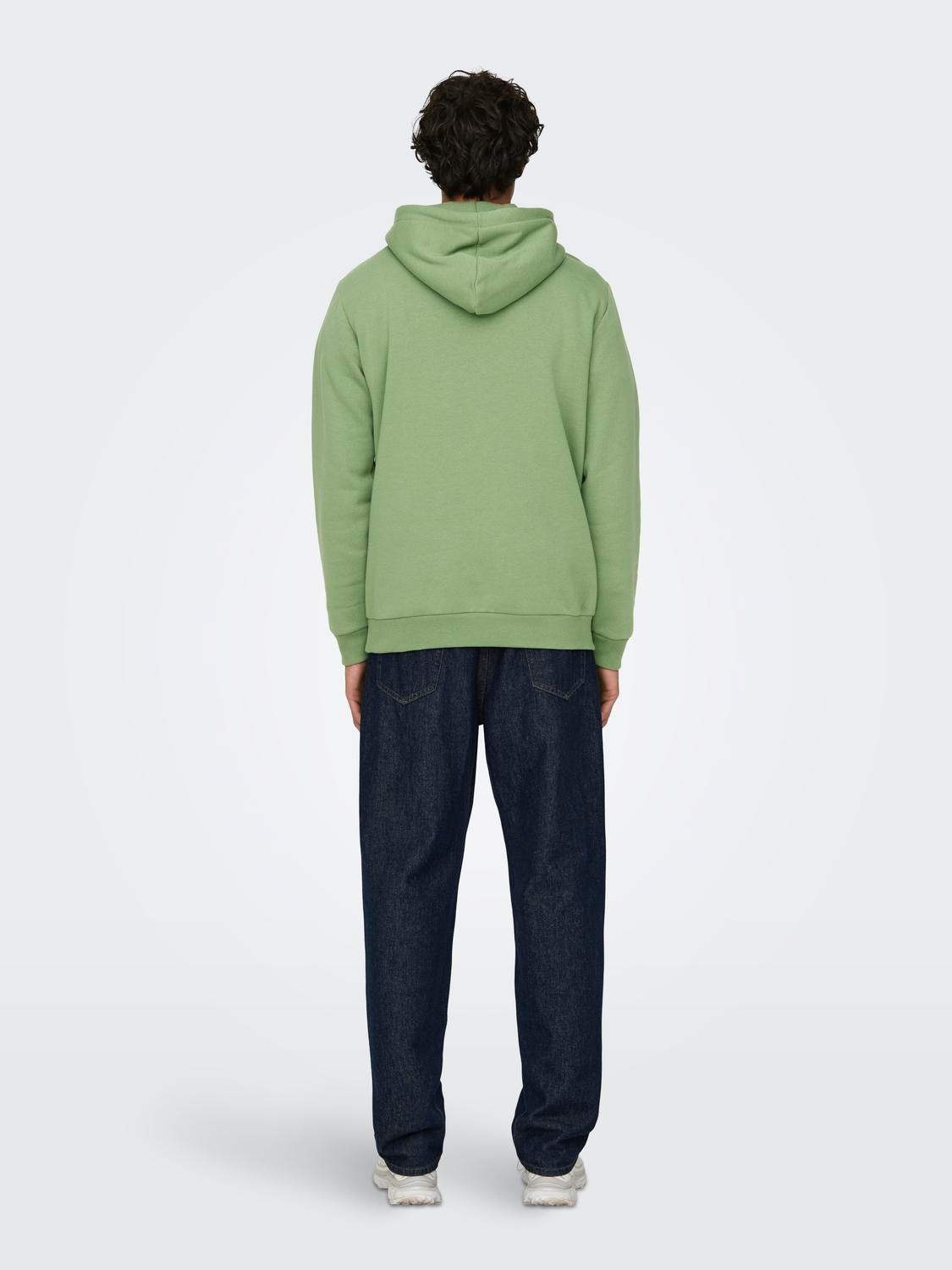 ONLY & SONS Solid colored hoodie -Hedge Green - 22018685