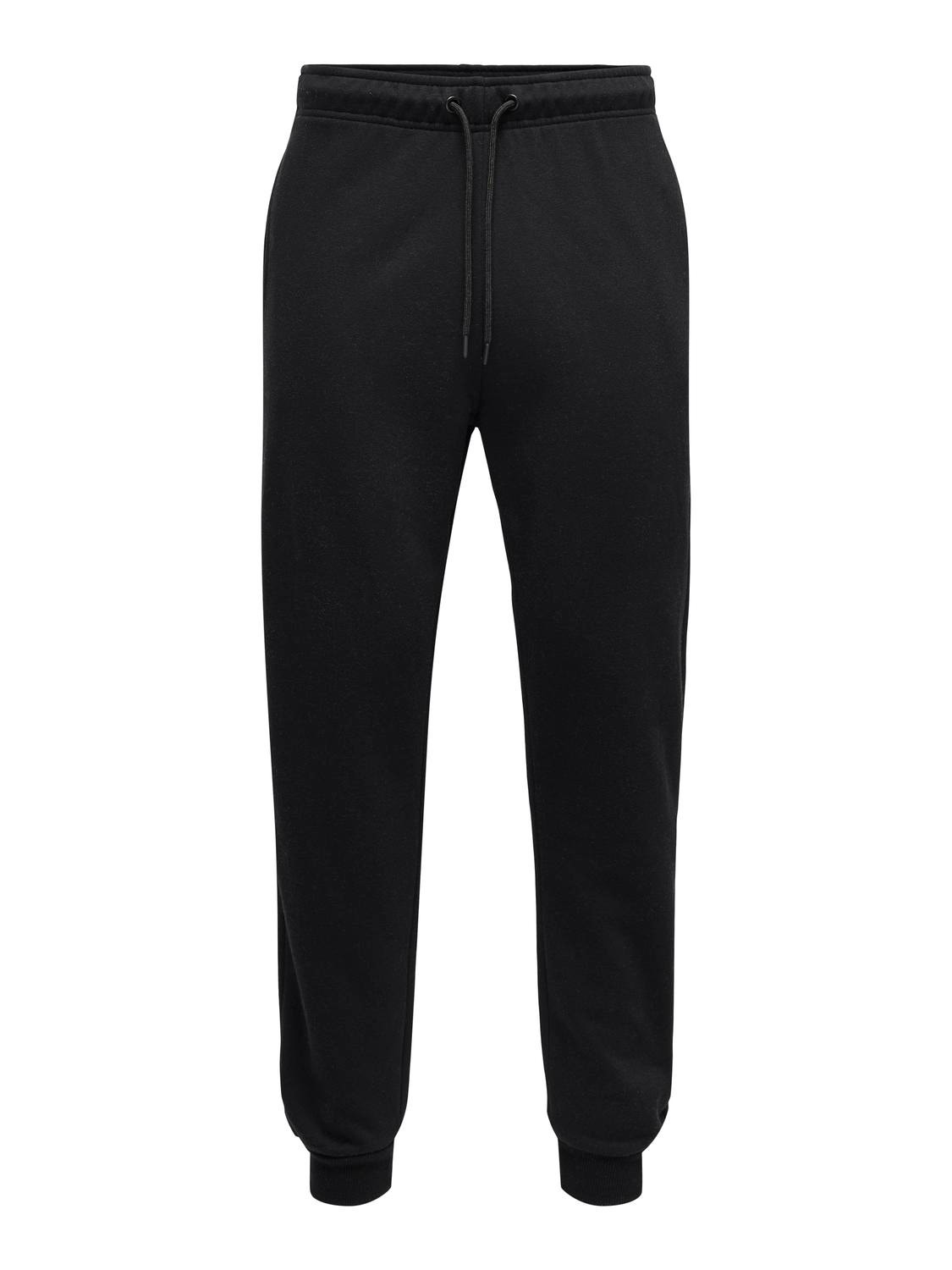 ONLY & SONS Regular Fit Mid waist Rib hems Trousers -Black - 22018686