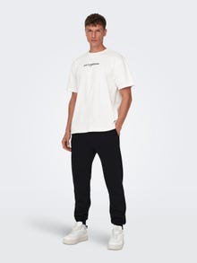 ONLY & SONS Regular Fit Mid waist Rib hems Trousers -Black - 22018686