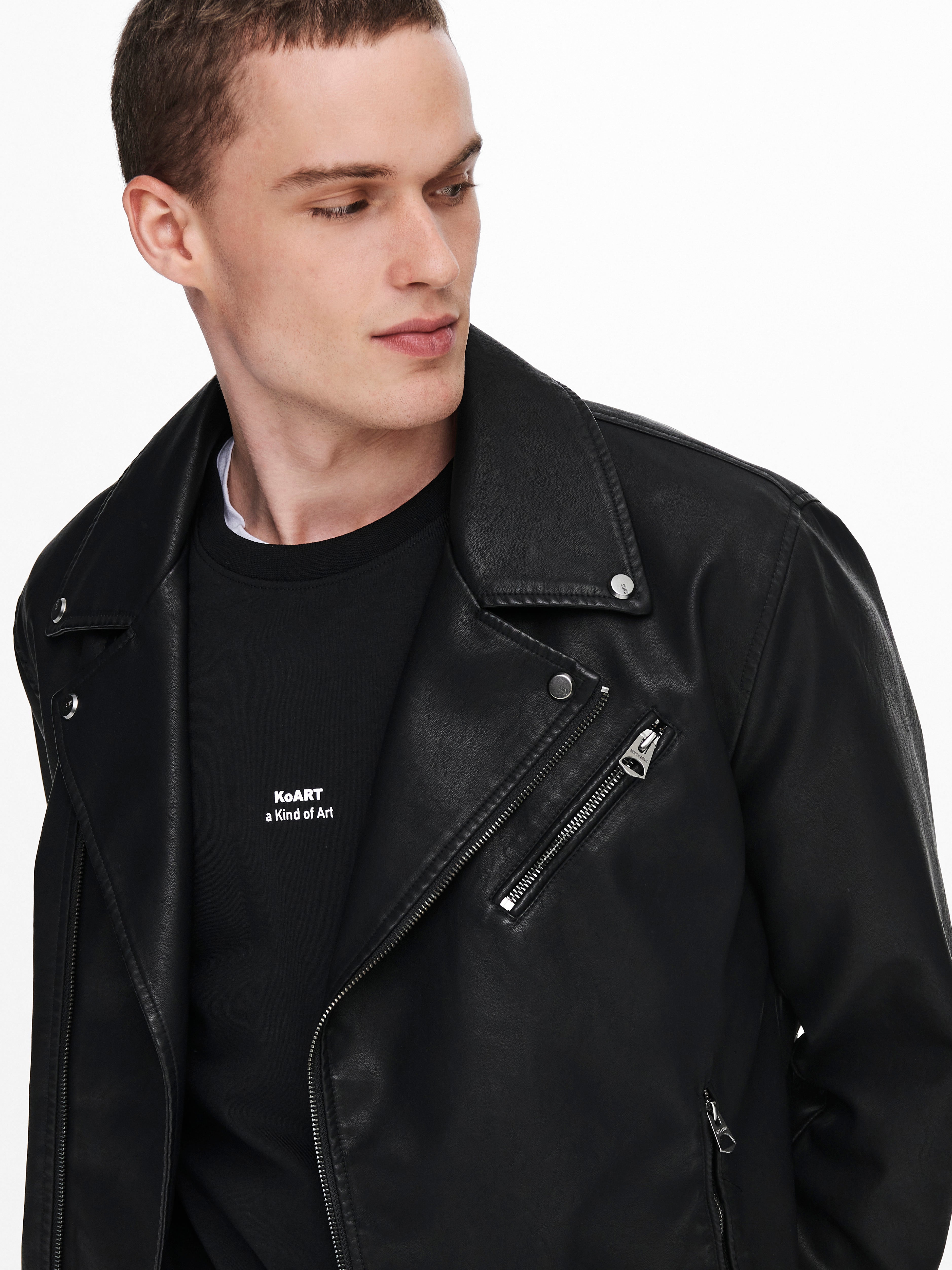 Only and sons faux hotsell leather jacket