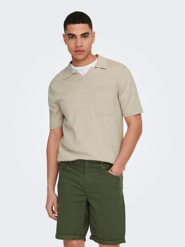 ONLY & SONS Short Sleeved Knit With Resort Collar - 22019517