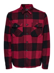 ONLY & SONS Regular fit Checked twill shirt -Fiery Red - 22019854