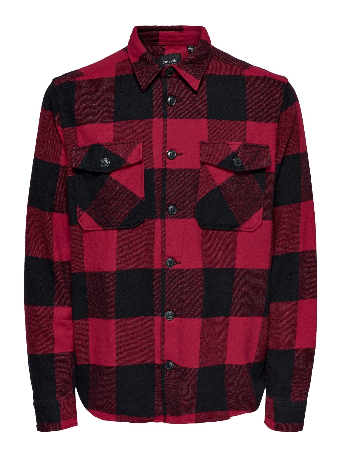 ONLY & SONS Regular fit Checked twill shirt -Fiery Red - 22019854