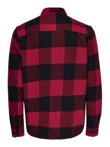 ONLY & SONS Regular fit Checked twill shirt -Fiery Red - 22019854