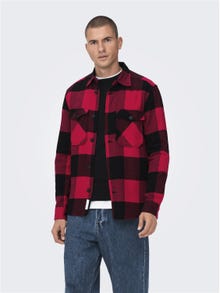 ONLY & SONS Regular fit Checked twill shirt -Fiery Red - 22019854