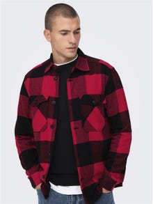 ONLY & SONS Regular fit Checked twill shirt -Fiery Red - 22019854