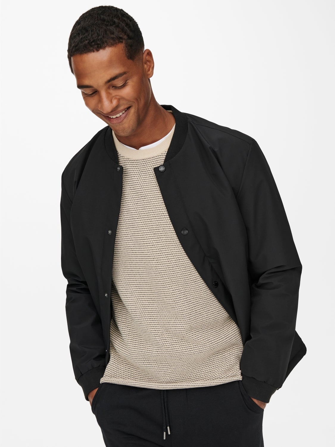 Plain black bomber jacket mens sale