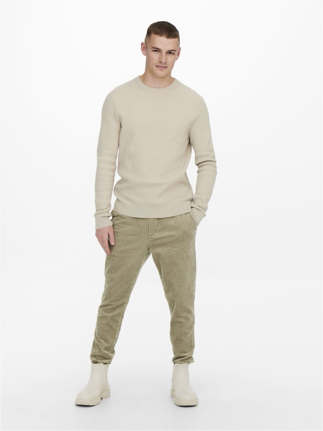 ONLY & SONS ONSLINUS CROPPED CORD 9912 PANT NOOS -Chinchilla - 22019912