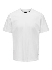 ONLY & SONS Krój regularny Okragly dekolt T-shirt -White - 22020074