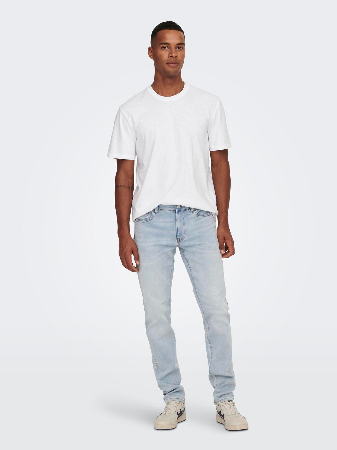 ONLY & SONS T-shirt Regular Fit Paricollo -White - 22020074