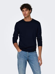 ONLY & SONS Pull-overs Regular Fit Col ras du cou -Dark Navy - 22020088