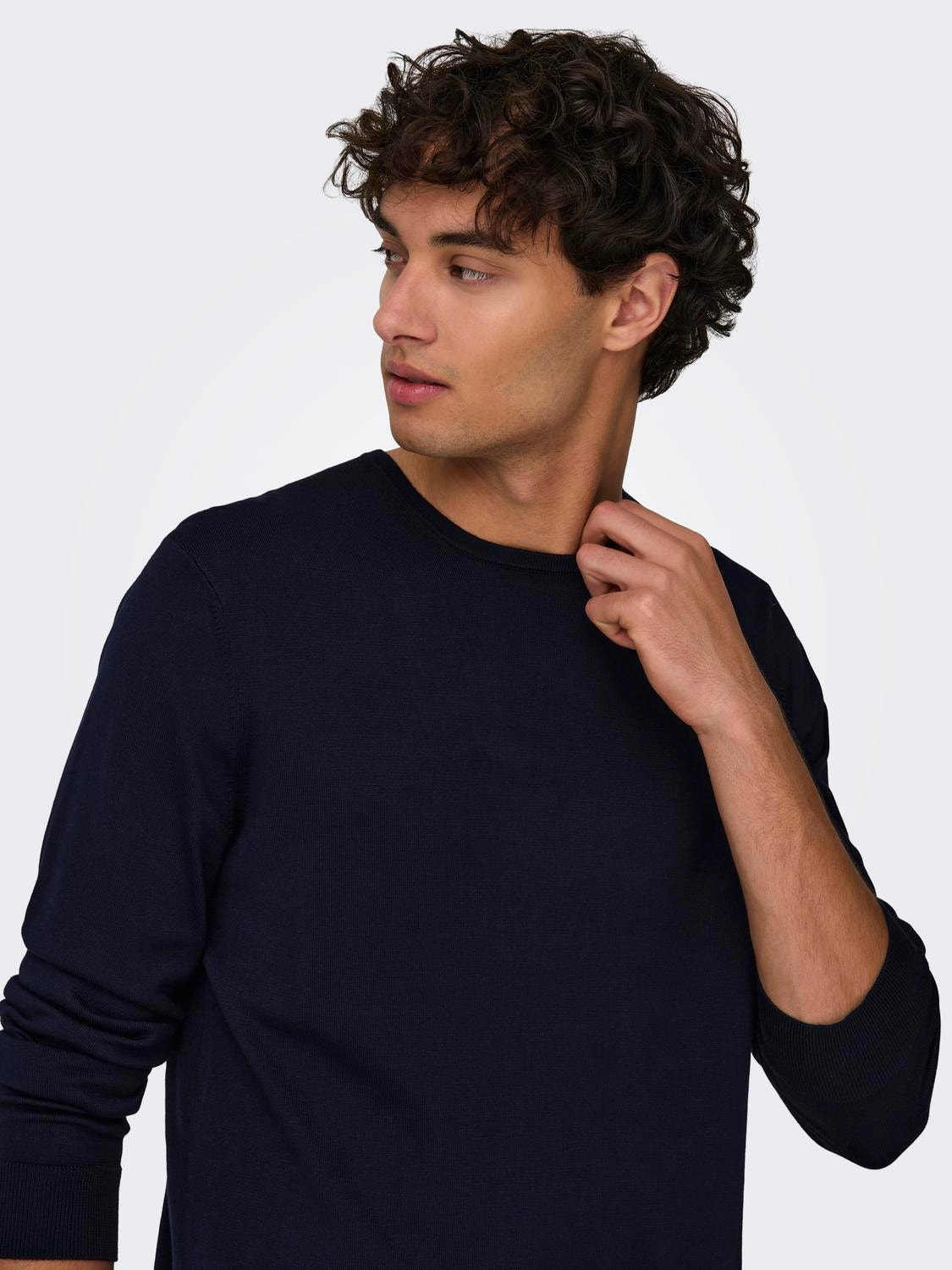 ONLY & SONS Pull-overs Regular Fit Col ras du cou -Dark Navy - 22020088