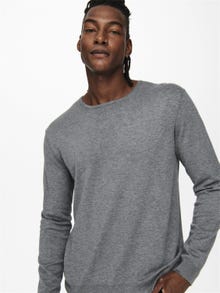 ONLY & SONS Pull-overs Regular Fit Col ras du cou -Medium Grey Melange - 22020088