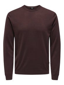 ONLY & SONS Normal geschnitten Rundhalsausschnitt Pullover -Hot Fudge - 22020088