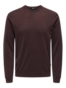 ONLY & SONS Normal passform Rundringning Pullover -Hot Fudge - 22020088
