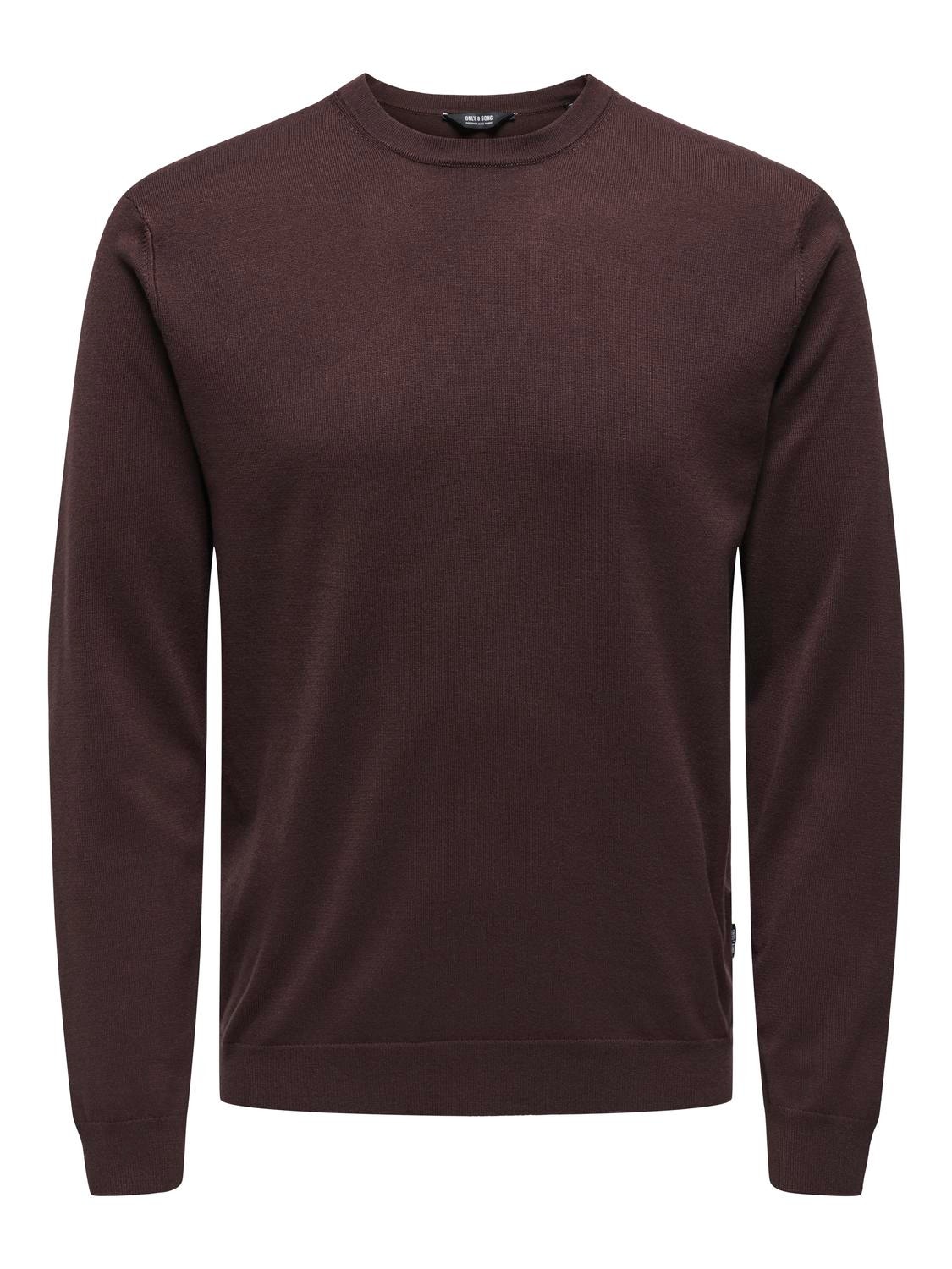 ONLY & SONS Regular Fit Crew neck Pullover -Hot Fudge - 22020088