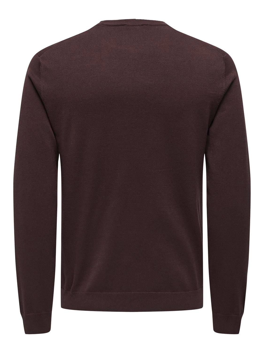 ONLY & SONS Regular Fit Crew neck Genser -Hot Fudge - 22020088