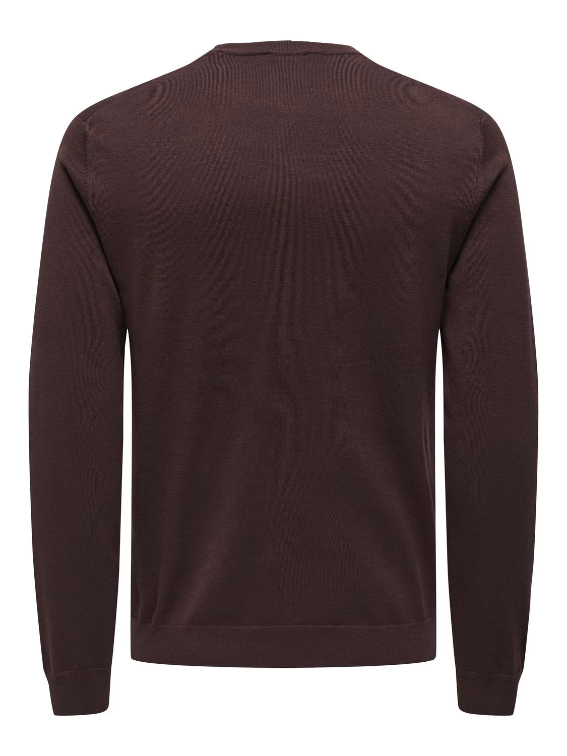 ONLY & SONS Solid color knitted pullover -Hot Fudge - 22020088