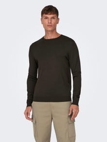 ONLY & SONS Normal geschnitten Rundhalsausschnitt Pullover -Hot Fudge - 22020088