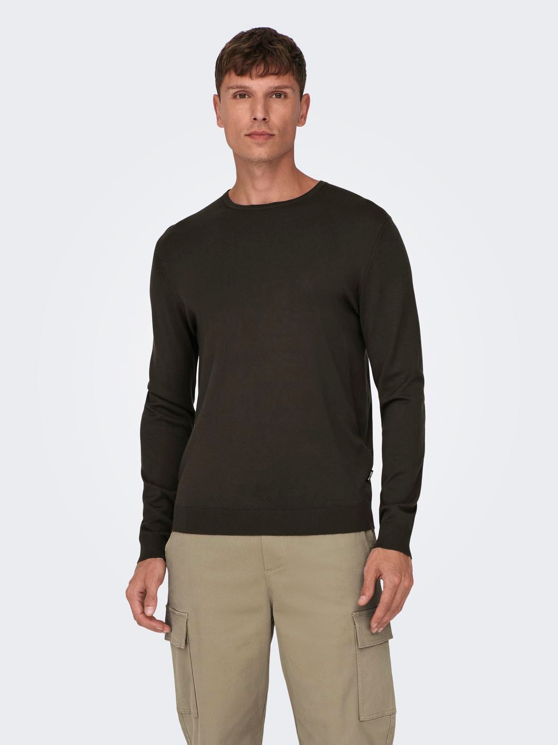 ONLY & SONS Regular Fit Crew neck Genser -Hot Fudge - 22020088