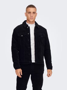 ONLY & SONS Corduroy jacket with teddy lining -Black - 22020421