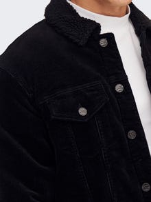 ONLY & SONS Corduroy jacket with teddy lining -Black - 22020421