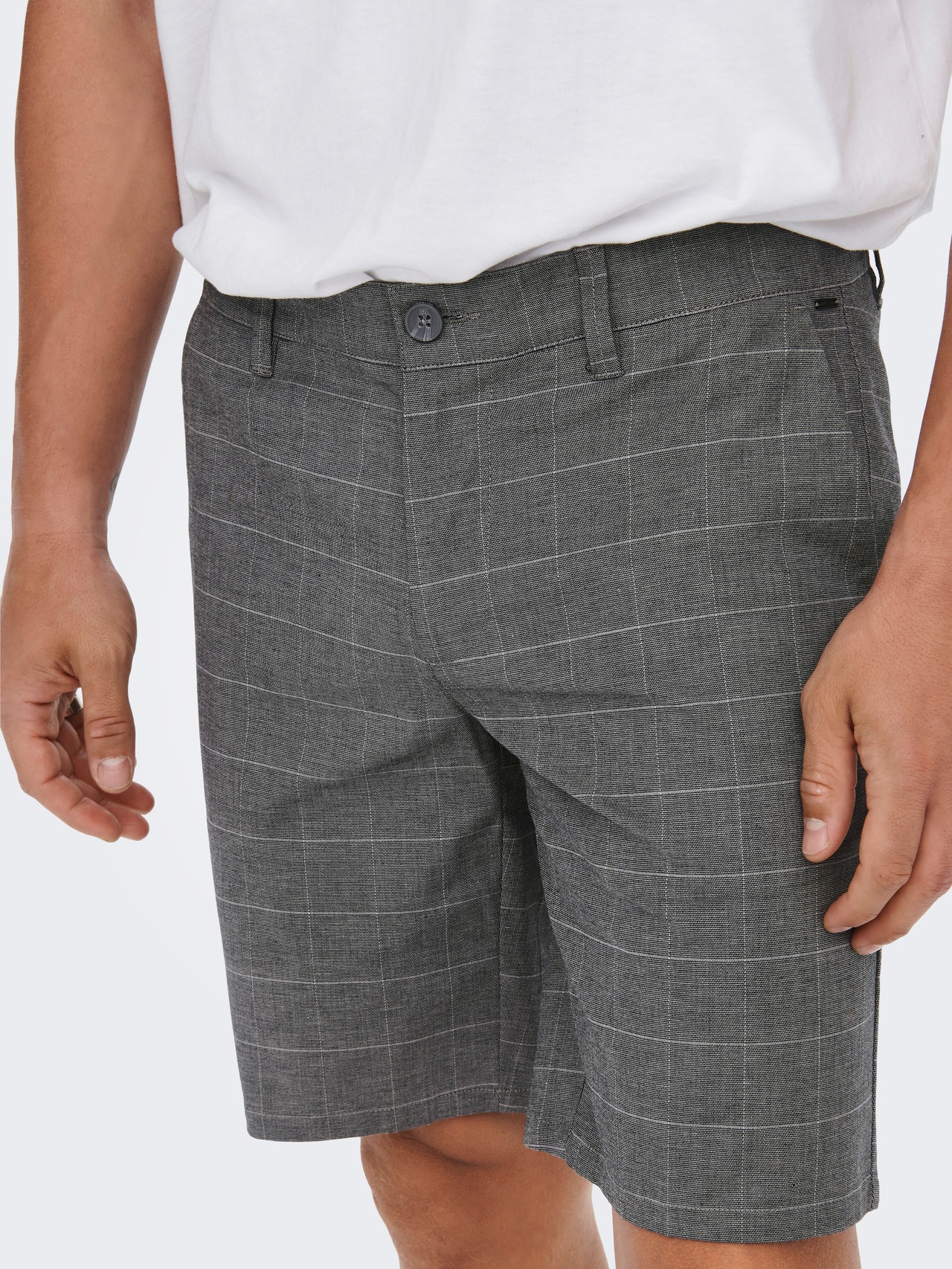 ONLY & SONS ONSMARK Regular Fit Calções -Grey Pinstripe - 22020475