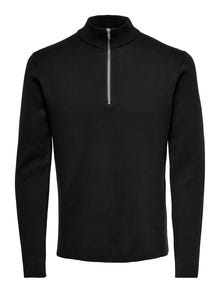 ONLY & SONS Half zip knitted pullover -Black - 22020570