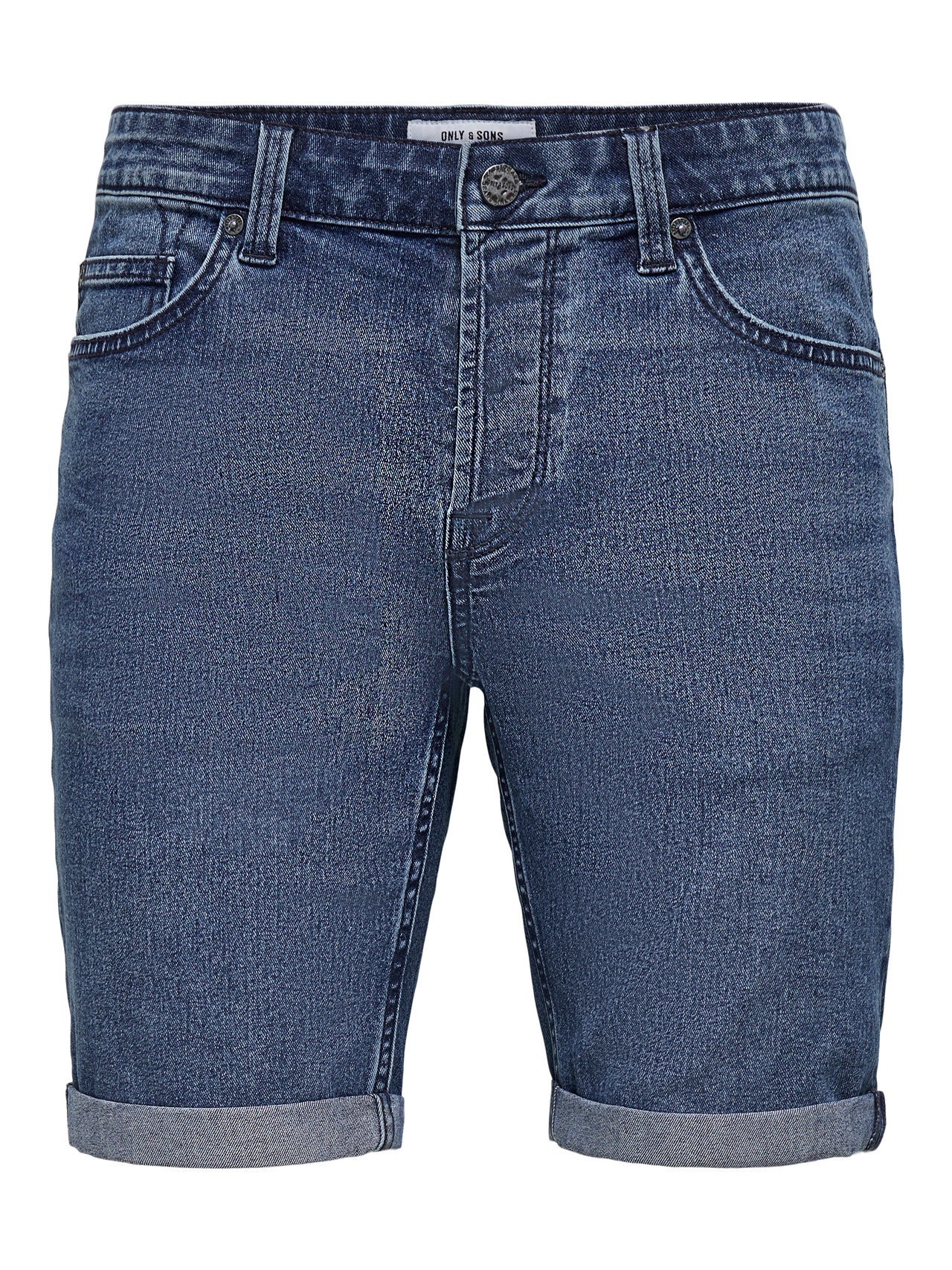 ONLY & SONS Slim Fit Medelhög midja Shorts -Blue Denim - 22020754