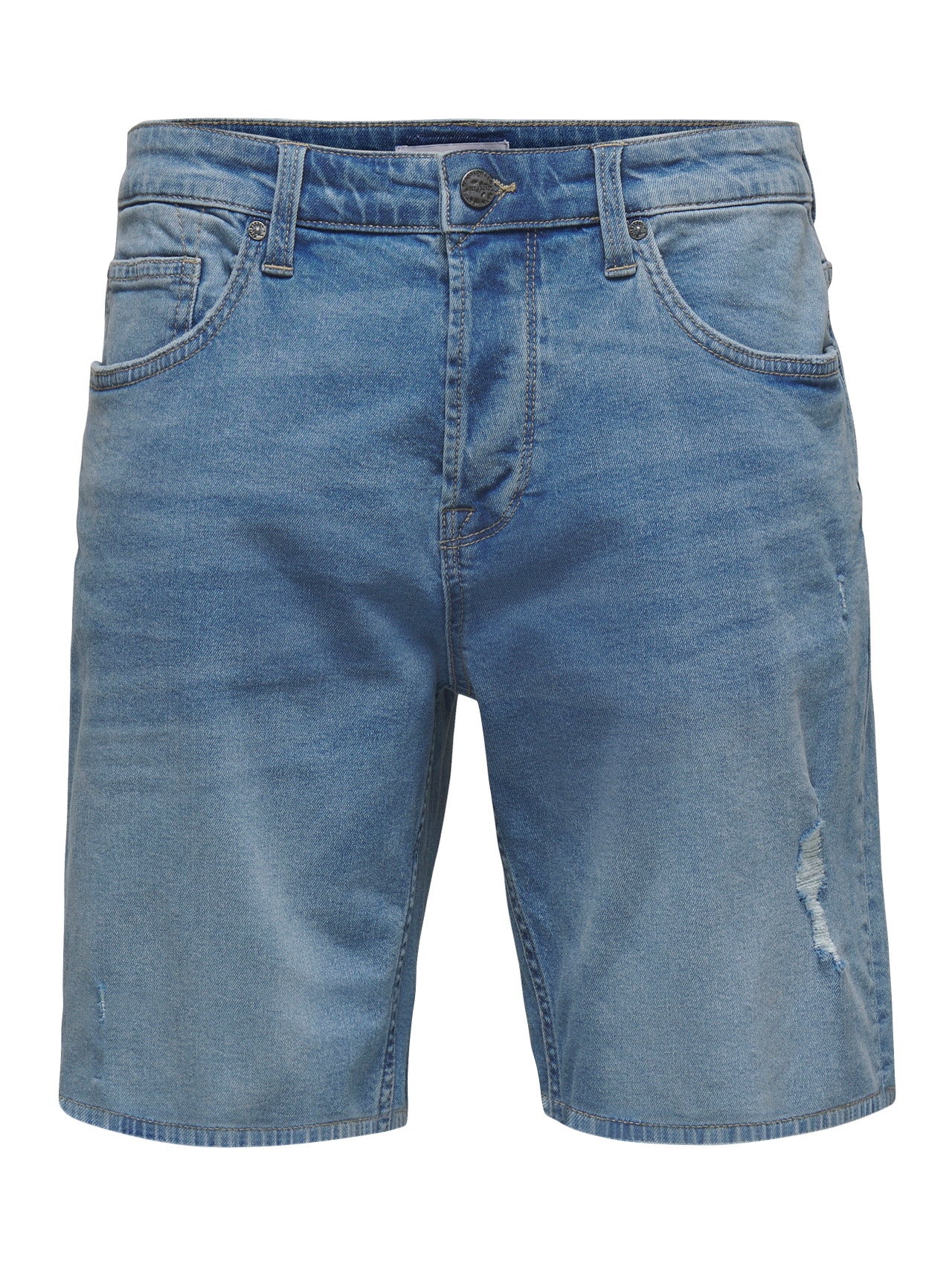 ONLY & SONS Medelhög midja Shorts -Blue Denim - 22020785