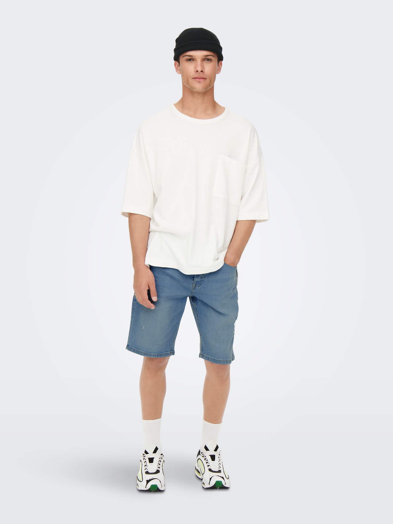 ONLY & SONS Medelhög midja Shorts -Blue Denim - 22020785