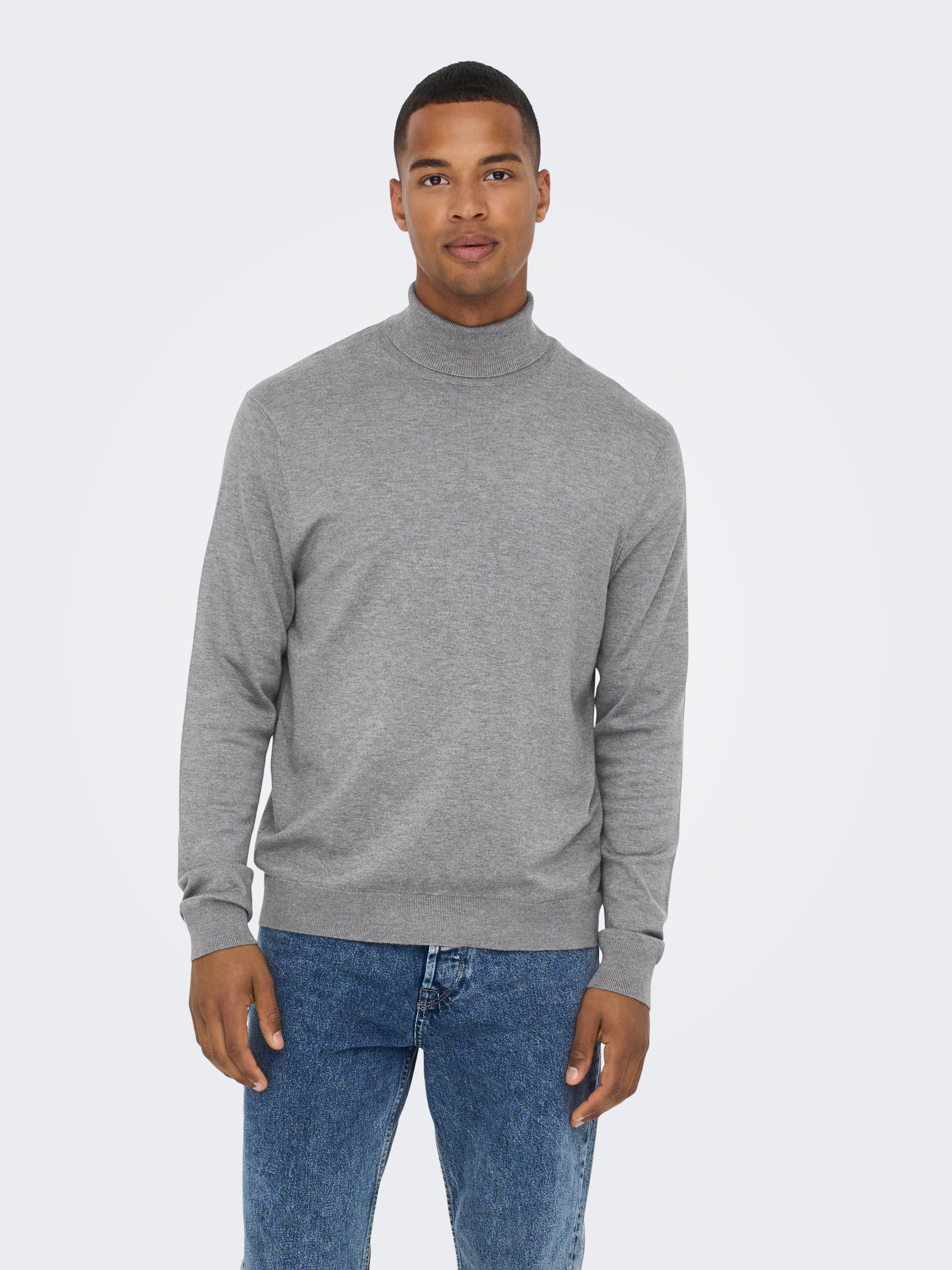 Only & Sons Onswyler Life Maglia A Collo Alto Uomo - Nero, Taglia L - Pullover Moda Uomo