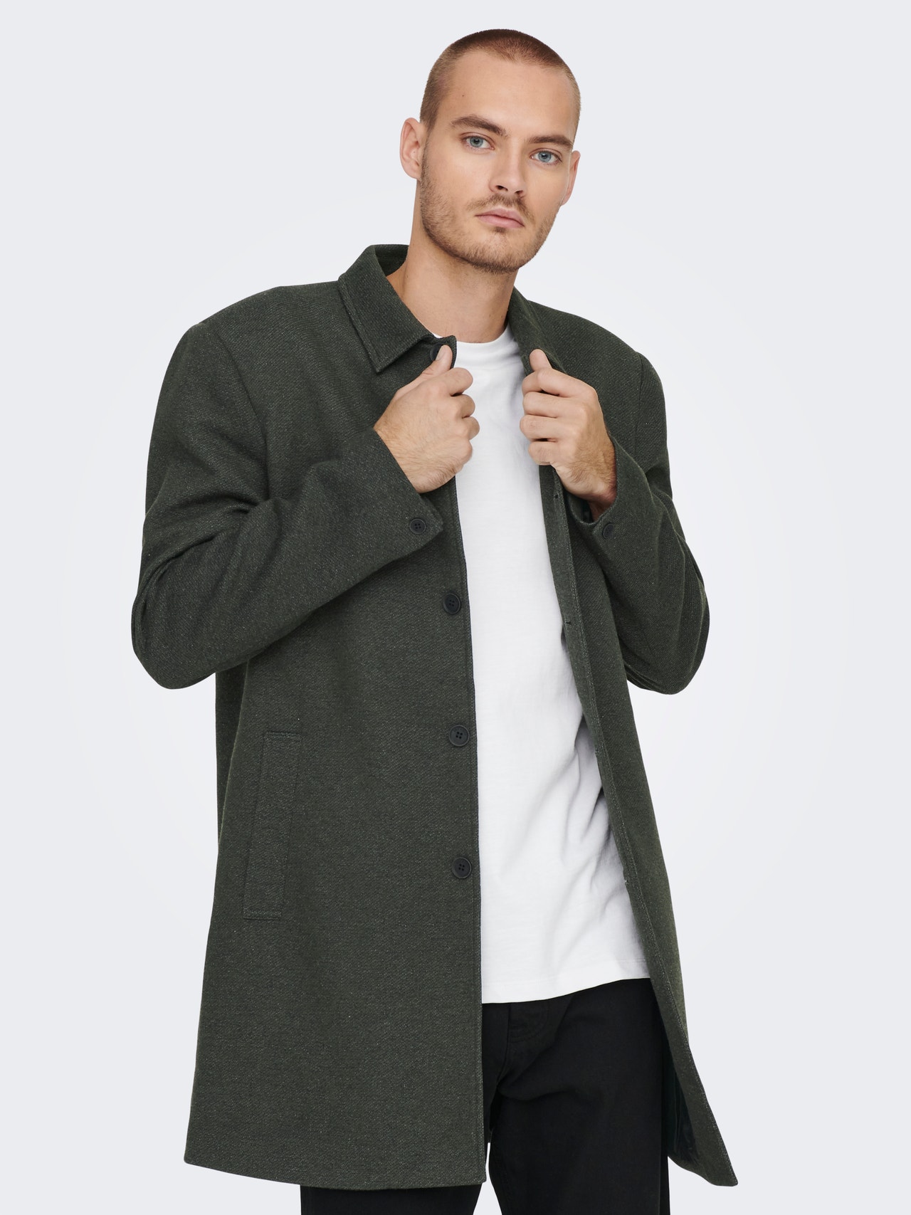 ONLY & SONS Solid color coat -Peat - 22020970